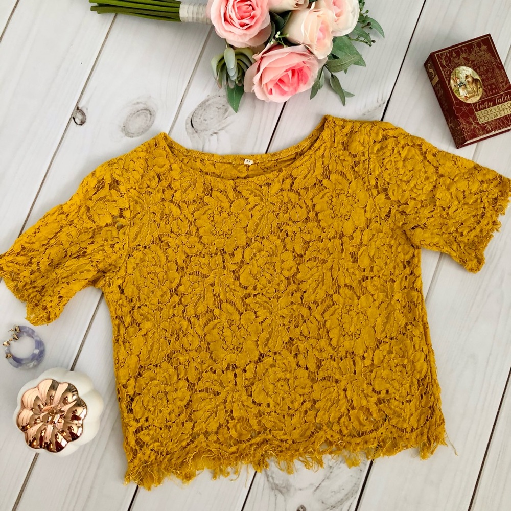 Mustard Yellow Lace Top